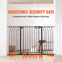 Baby Gate, 749-1346 mm Extra Wide, 762 mm High, Dog Gate for Stairs Doorways and House, Easy Step Walk Thru Auto Close Child Gate Pet Security Gate with Pressure Mount and Wall Mount Kit, Black