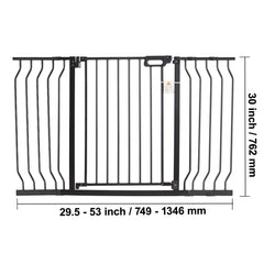 Baby Gate, 749-1346 mm Extra Wide, 762 mm High, Dog Gate for Stairs Doorways and House, Easy Step Walk Thru Auto Close Child Gate Pet Security Gate with Pressure Mount and Wall Mount Kit, Black