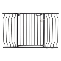 Baby Gate, 749-1346 mm Extra Wide, 762 mm High, Dog Gate for Stairs Doorways and House, Easy Step Walk Thru Auto Close Child Gate Pet Security Gate with Pressure Mount and Wall Mount Kit, Black