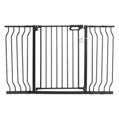 Baby Gate, 749-1346 mm Extra Wide, 762 mm High, Dog Gate for Stairs Doorways and House, Easy Step Walk Thru Auto Close Child Gate Pet Security Gate with Pressure Mount and Wall Mount Kit, Black