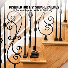 50 PCS Aluminum Alloy Baluster Flat Shoes Wrought Spindles for Staircase