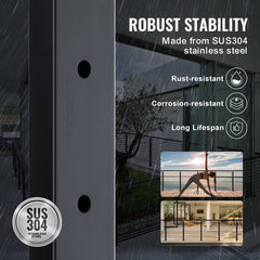Cable Railing Post Level Deck Stair Post 42 x 1.97 x 1.97" Cable Handrail Post Stainless Steel Brushed Finishing Deck Railing Pre-Drilled Pickets with Mounting Bracket Stair Railing Kit Black 106.7*5*5cm