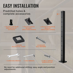 Cable Railing Post Level Deck Stair Post 42 x 1.97 x 1.97" Cable Handrail Post Stainless Steel Brushed Finishing Deck Railing Pre-Drilled Pickets with Mounting Bracket Stair Railing Kit Black 106.7*5*5cm