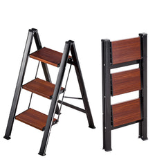 3 Step Ladder, Folding Step Stool with Wide Anti-Slip Pedal and Comfort Handgrip, Lightweight 150 kg Capacity Portable Aluminum Plant Support, Multi-Use for Adults, Home Repairing, Cleaning