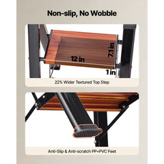 3 Step Ladder, Folding Step Stool with Wide Anti-Slip Pedal and Comfort Handgrip, Lightweight 150 kg Capacity Portable Aluminum Plant Support, Multi-Use for Adults, Home Repairing, Cleaning
