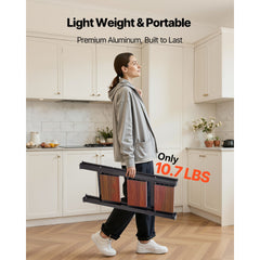 3 Step Ladder, Folding Step Stool with Wide Anti-Slip Pedal and Comfort Handgrip, Lightweight 150 kg Capacity Portable Aluminum Plant Support, Multi-Use for Adults, Home Repairing, Cleaning