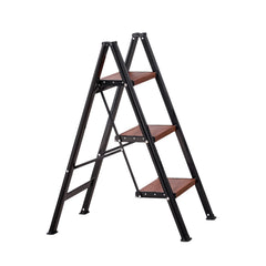 3 Step Ladder, Folding Step Stool with Wide Anti-Slip Pedal and Comfort Handgrip, Lightweight 150 kg Capacity Portable Aluminum Plant Support, Multi-Use for Adults, Home Repairing, Cleaning