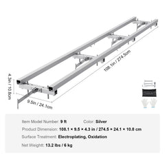 Rail Mill Guide System, 9 ft Milling Guide, 4 Crossbar Kits Chainsaw Mill Rail Guide, Aluminum Adjustable Saw Mill Rail System Work with Chainsaw Mills for Builders and Woodworkers