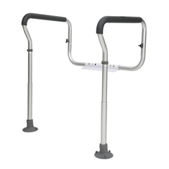 Toilet Safety Rail, Bathroom Toilet Seat Frame, Adjustable Width & Height Fit Most Toilets, Supports 136 kg, Toilet Handles Grab Bars with Padded Armrests for Handicap, Disabled, Seniors