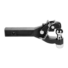 Pintle Hook, 7256 kg Capacity, Pintle Hook Hitch for 50.4 mm Hitch Hook Military Receiver, Combination 50.4 mm Hitch Ball, Fits 63.5 to 76.2 mm Lunette Ring, 397 mm Length, Black Powder Coat