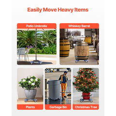 Trash Can Dolly with 4 Lockable Wheels, 440lbs Weight Capacity, Round Trash Can Roller Base, 15-22.8 in Adjustable, Heavy Duty Drum Dolly Plant Caddy, Multi-Functional Rolling Dolly Cart, Blue