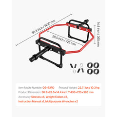 Trap Bar Hex Bar, 50mm Hex Barbell, 240 kg Capacity Shrug Bars, Weightlifting and Strength Training Equipment, Home Gym for Squats, Deadlifts, Shoulder Presses, Red