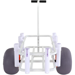 Beach Fishing Cart, 136 kg Load Capacity, Fish and Marine Cart with Two 330 mm Big Wheels PU Balloon Tires for Sand, Heavy-Duty Aluminum Pier Wagon Trolley with 8 Rod Holders for Fishing, Picnic
