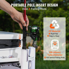 Beach Fishing Cart, 136 kg Load Capacity, Fish and Marine Cart with Two 330 mm Big Wheels PU Balloon Tires for Sand, Heavy-Duty Aluminum Pier Wagon Trolley with 8 Rod Holders for Fishing, Picnic