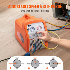 Portable 3/4 HP Refrigerant Recovery Machine for Vapor Liquid Refrigerant