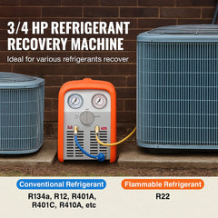 Portable 3/4 HP Refrigerant Recovery Machine for Vapor Liquid Refrigerant