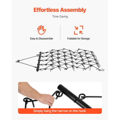 Drag Harrow, 1.2x1.7m Durable Chain Harrow with 80 Sharp Teeth, Suitable for ATV UTV Tractor, Ideal for Soil Preparation, Seeding, Smoothing Landscapes, and Yard Gravel Driveway Maintenance