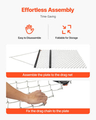 Drag Harrow 4 x 5 ft Chain Harrow Lawn Rake ATV UTV Tractor Attachments