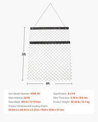 Drag Harrow 4 x 5 ft Chain Harrow Lawn Rake ATV UTV Tractor Attachments