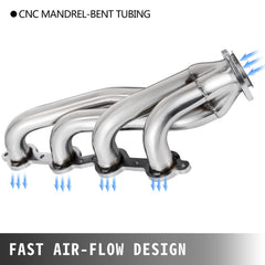 Exhaust Header Set 1 5/8" Exhaust Turbo Headers, Stainless Steel Exhaust Manifold Headers, Shorty Engine Conversion LS Swap Exhaust Headers for Chevy Corvette 1963-1981 V8 Engines LS1 LS2 LS3 LS6 LS10 SUV/Truck Car