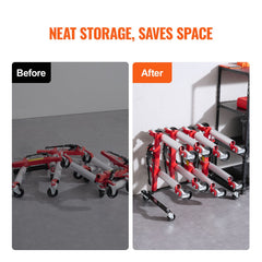 Car Dolly Rack, Storage Rack with 360° Rotatable Wheels, Hydraulic Ratchet Trolley Jack Stand Organizer, Jack Stands Holder Storage Rack, 4-Dolly Capacity, Compatible with Most Dollies
