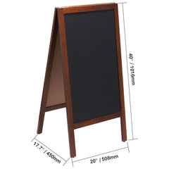 VEOVR A Frame Chalkboard Sign, 50x102 cm Double-Sided Sidewalk Signs, Freestanding Vintage Wooden Chalk Board with Chalks & Magnetic Eraser, Rustic Brown Outdoor Sandwich Board Kitchen Home Wedding