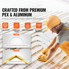 PEX-AL-PEX Tube, 300M, 16 mm Diameter Aluminum-Plastic Composite Pipe Oxygen Barrier Radiant Floor PEX Pipe, 2 mm Thickness Radiant Heat Floor Plumbing Inner Aluminum Layer PEX Tubing Pipe