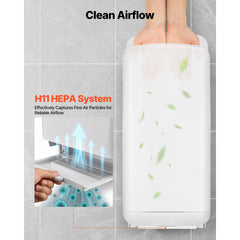 Vertical Hand Dryer, Hand Dryers with HEPA Filter, 19000 RPM High-Speed Motor, Dual-Side Airflow, ABS Sturdy Automatic Air Wall Mount Fast Drying for Commercial Bathrooms Modern Home, White