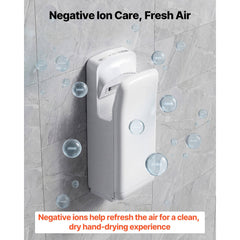 Vertical Hand Dryer, Hand Dryers with HEPA Filter, 19000 RPM High-Speed Motor, Dual-Side Airflow, ABS Sturdy Automatic Air Wall Mount Fast Drying for Commercial Bathrooms Modern Home, White