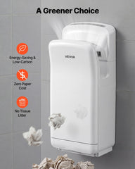 Vertical Hand Dryer, Hand Dryers with HEPA Filter, 19000 RPM High-Speed Motor, Dual-Side Airflow, ABS Sturdy Automatic Air Wall Mount Fast Drying for Commercial Bathrooms Modern Home, White