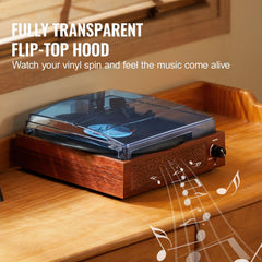 Bluetooth Vinyl Record Player 3-Speed Belt Driven Turntable 5W Speakers