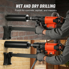 Diamond Core Drilling Machine, 8in Wet&Dry Concrete Core Drill Rig with Stand, 750RPM Speed & 1-1/4" 5/8" Thread & Lifting Handle, 8in Drilling Diameter for Concrete Brick Block Stone, 2500W