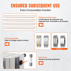 Continuous Bag Band Sealing Machine, 6-12 mm Sealing Width, Vertical Band Sealer Machine with Digital Temperature Control, Carbon Steel Bag Sealer for 0.02-0.8 mm Plastic Bags Films Membrane