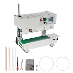 Continuous Bag Band Sealing Machine, 6-12 mm Sealing Width, Vertical Band Sealer Machine with Digital Temperature Control, Carbon Steel Bag Sealer for 0.02-0.8 mm Plastic Bags Films Membrane