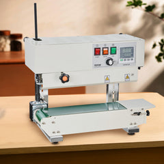 Continuous Bag Band Sealing Machine, 6-12 mm Sealing Width, Vertical Band Sealer Machine with Digital Temperature Control, Carbon Steel Bag Sealer for 0.02-0.8 mm Plastic Bags Films Membrane