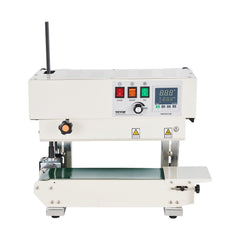 Continuous Bag Band Sealing Machine, 6-12 mm Sealing Width, Vertical Band Sealer Machine with Digital Temperature Control, Carbon Steel Bag Sealer for 0.02-0.8 mm Plastic Bags Films Membrane