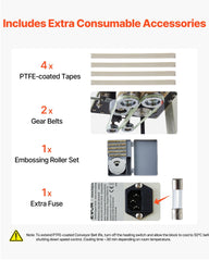 Continuous Bag Band Sealing Machine, 6-12 mm Seal Width, Vertical Band Sealer Machine with Roller Printing , Temp & Speed Adjustable, Commercial Heat Sealer Machine for 0.03-0.8 mm Plastic Bags
