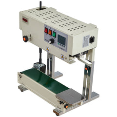 Continuous Bag Band Sealing Machine, 6-12 mm Seal Width, Vertical Band Sealer Machine with Roller Printing , Temp & Speed Adjustable, Commercial Heat Sealer Machine for 0.03-0.8 mm Plastic Bags