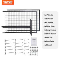 2' x 5.6' Grid Wall Panels Tower, 2 Packs Wire Gridwall Display Racks with T-Base Floorstanding, Double Side Gridwall Panels for Art Craft Shows, Retail Display with Extra Clips and Hooks