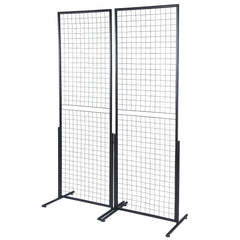 2' x 5.6' Grid Wall Panels Tower, 2 Packs Wire Gridwall Display Racks with T-Base Floorstanding, Double Side Gridwall Panels for Art Craft Shows, Retail Display with Extra Clips and Hooks