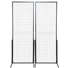 2' x 5.6' Grid Wall Panels Tower, 2 Packs Wire Gridwall Display Racks with T-Base Floorstanding, Double Side Gridwall Panels for Art Craft Shows, Retail Display with Extra Clips and Hooks