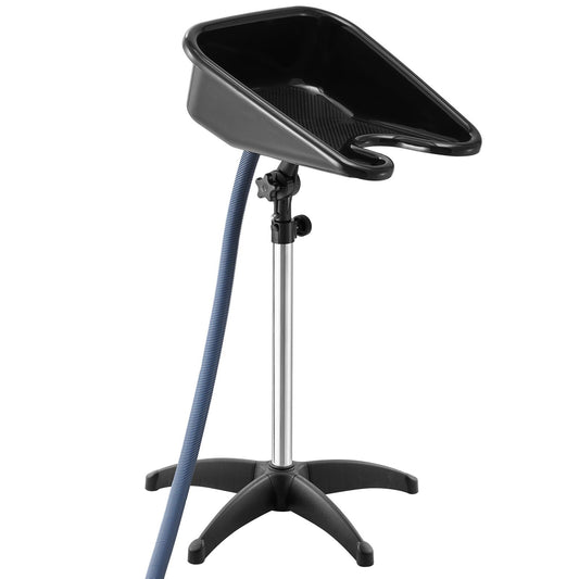 Portable Shampoo Bowl, Shampoo Sink with Adjustable Height & Angle, Salon Hair Wash Sink with Drain Hose and Star-Shaped Support Base for Barbershop Beauty Spa Center Home Use