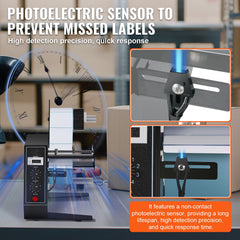 Automatic Label Dispenser, Width 15-125 mm, Length 3-150 mm, Automatic Label Stripper Label Separating Machine, Speed Adjustable Label Applicator, Auto Counting 0-999999 for Various Label Sizes