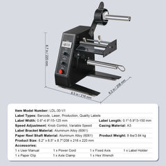 Automatic Label Dispenser, Width 15-125 mm, Length 3-150 mm, Automatic Label Stripper Label Separating Machine, Speed Adjustable Label Applicator, Auto Counting 0-999999 for Various Label Sizes