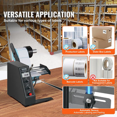 Automatic Label Dispenser, Width 15-125 mm, Length 3-150 mm, Automatic Label Stripper Label Separating Machine, Speed Adjustable Label Applicator, Auto Counting 0-999999 for Various Label Sizes