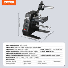 Automatic Label Dispenser, Width 15-125 mm, Length 3-150 mm, Automatic Label Stripper Label Separating Machine, Speed Adjustable Label Applicator, Auto Counting 0-999999 for Various Label Sizes