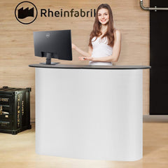 Portable Tradeshow Podium Table, 1300 x 465 x 950 mm, Display Exhibition Counter Stand Booth Fair with Wall, Foldable Promotion Retail Bar Table Pop Up Podium with Storage Rack, Carrying Bag