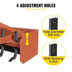 Box Blade Shank, 46.4cm Scarifier Shank, 4 Holes Box Scraper Shank, Ripper Shank with Removable Tapered Teeth and Pins, Adjustable Shanks Assembly for Replacement, Digging, Plowing, 4PCS