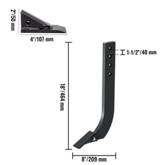 Box Blade Shank, 46.4cm Scarifier Shank, 4 Holes Box Scraper Shank, Ripper Shank with Removable Tapered Teeth and Pins, Adjustable Shanks Assembly for Replacement, Digging, Plowing, 4PCS