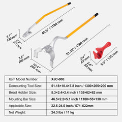 Tire Mount Demount Tool, 571- 622 mm Manual Steel Tire Changer Mount Demount Removal Tool, with Extra Bead Holder, Tubeless Truck Bead Breaker, 3 PCS Tire Changing Tools, Orange